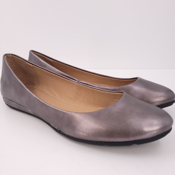Sun + Stone Shoes - Sun + Stone Eliana DK Pewter Pumps Slip-On Round Toe Cushioned Womens 10 M NEW